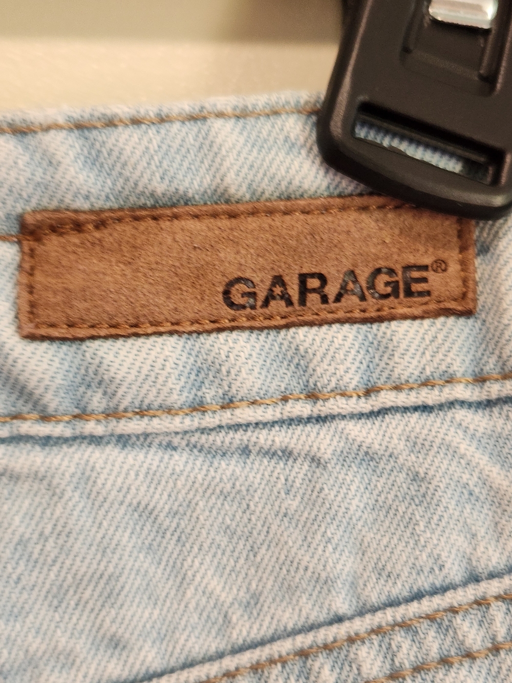 Garage Two Tone Colorblock Denim Patchwork Raw Hem Mini Skirt Size S - Picture 8 of 15